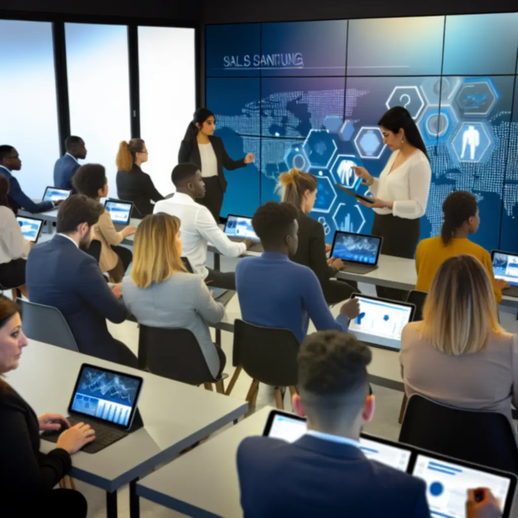 Session de formation avancée en salle avec un formateur