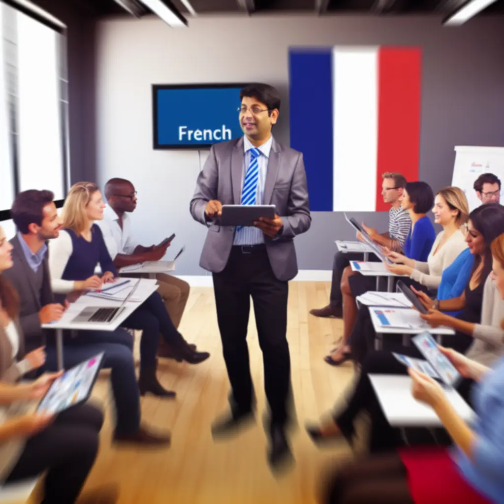 Salle de formation en vente avec un formateur et des participants