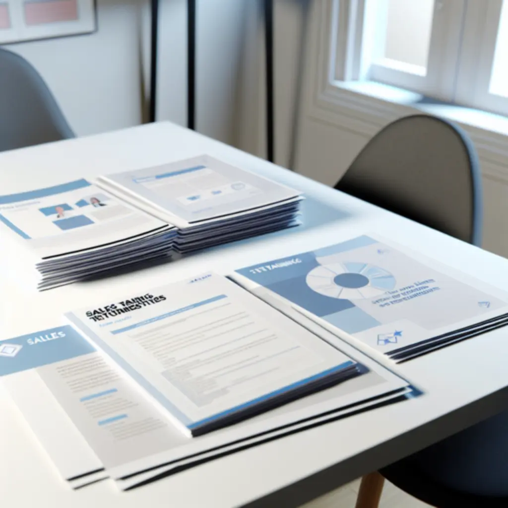 Guides PDF et fiches pratiques commerciales Lintrixx disposés sur un bureau